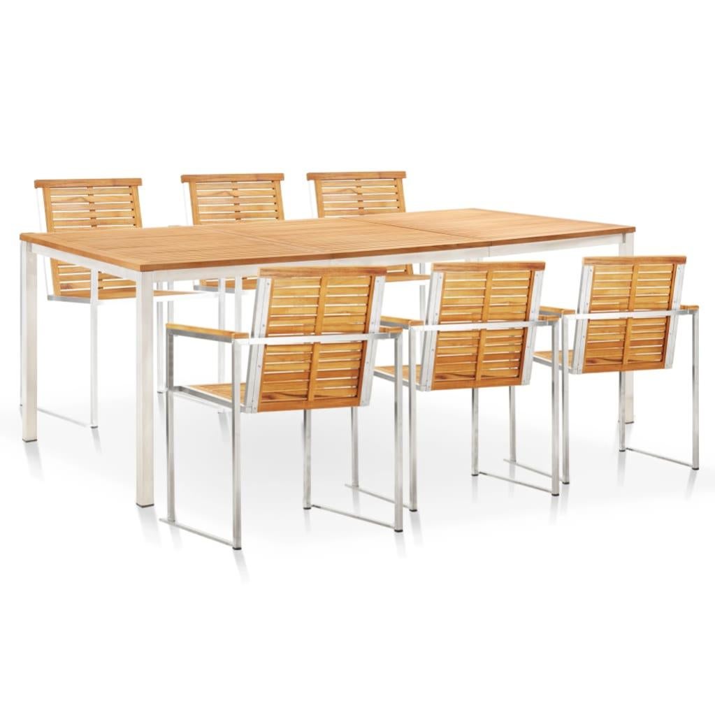 Maison Exclusive - Set Da Pranzo Da Giardino 5 Pz In Legno Di Teak E Acciaio Inox 88070969