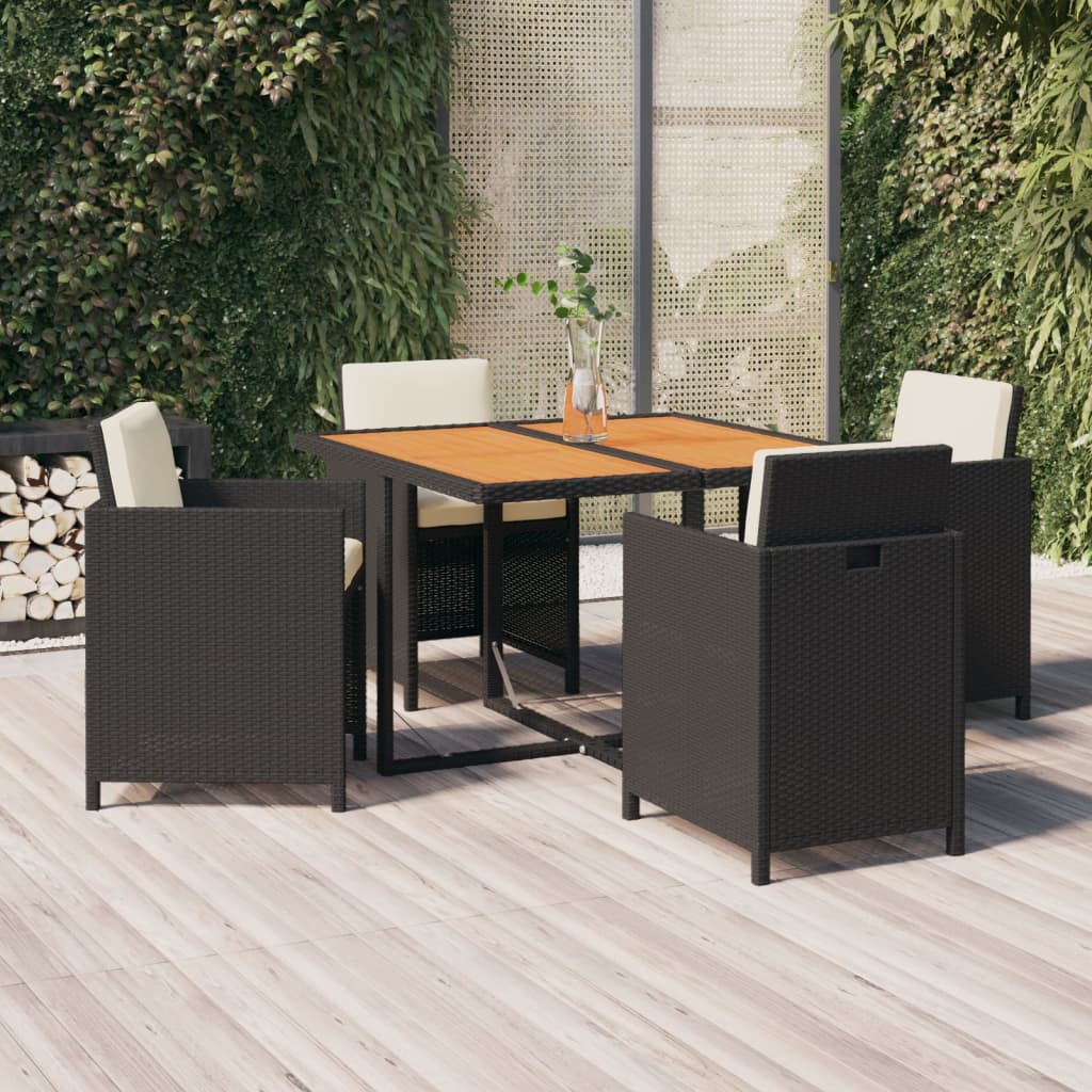 Maison Exclusive - Set da Pranzo per Giardino 5 pz con Cuscini in  Polyrattan Nero