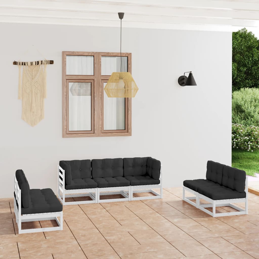 Maison Exclusive - Salon De Jardin 7 Pcs Avec Coussins Bois De Pin ...