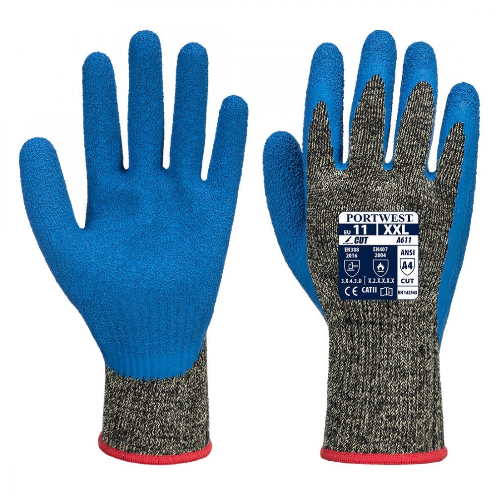 Gants anti-coupure latex bleu top adhérence - 4mepro