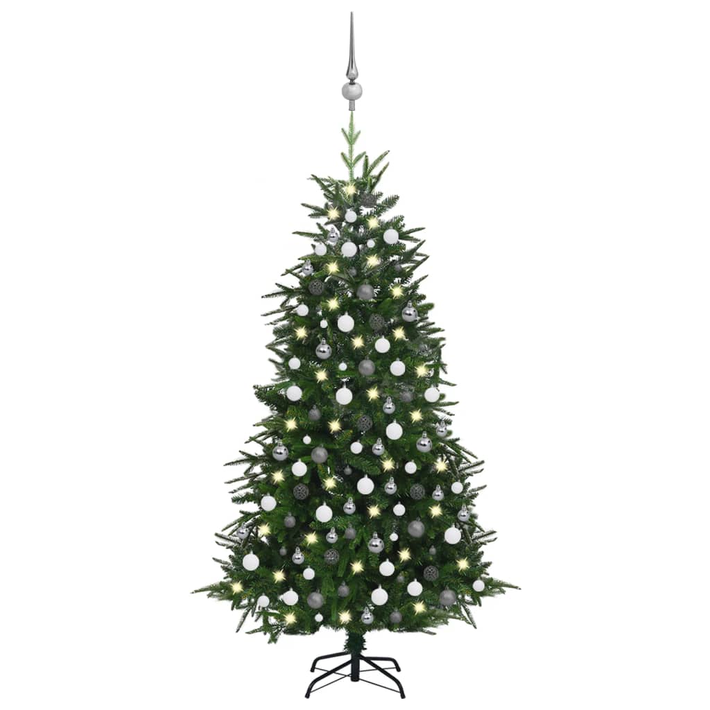 Sapin de Noël artificiel de 210 cm avec guirlande lumineuse et pied inclus
