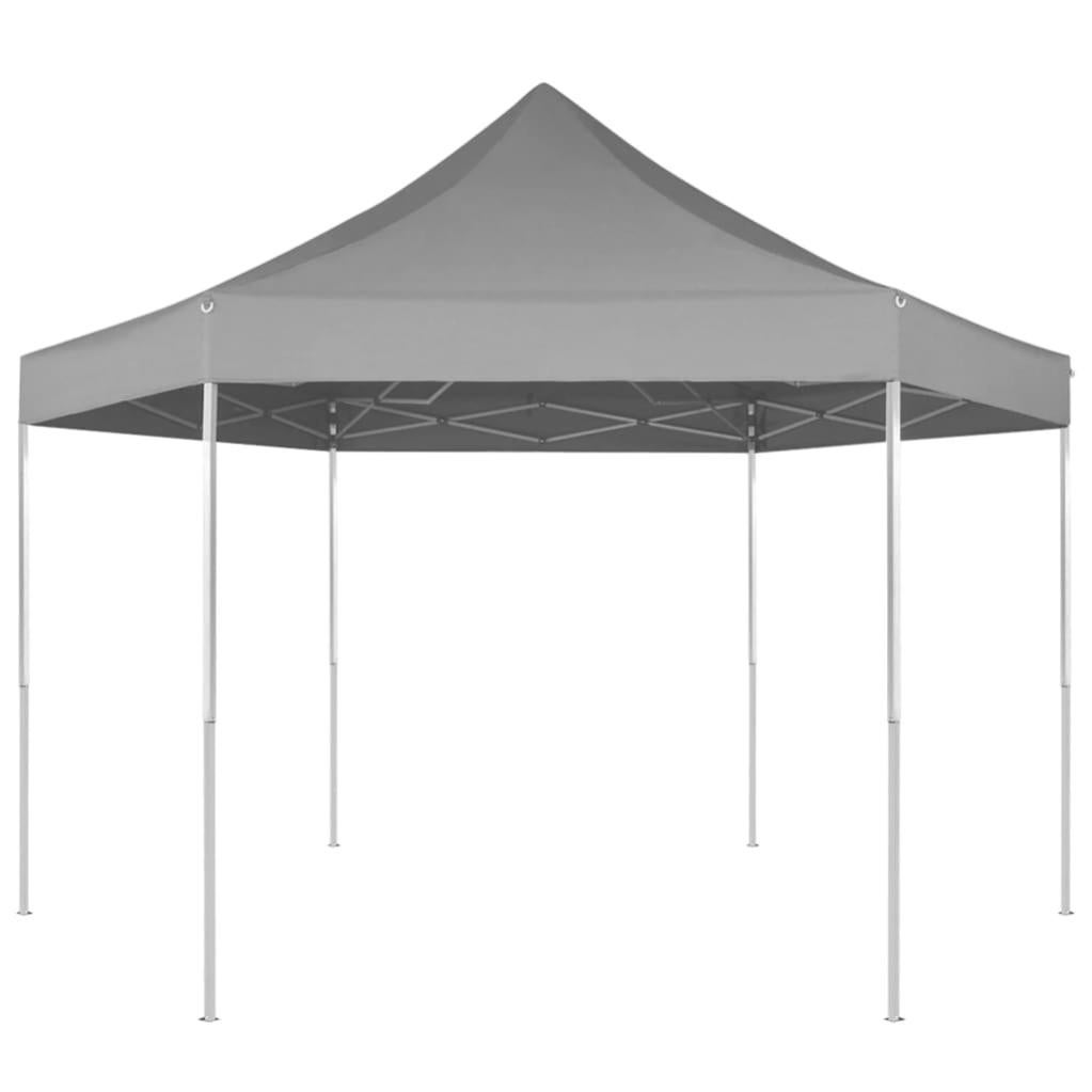 Maison Exclusive Gazebo Pieghevole Esagonale PopUp Grigio 3,6x3,1 m
