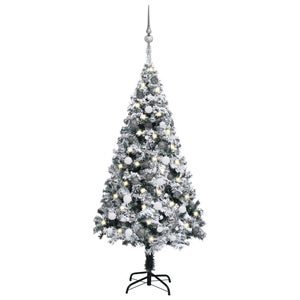 Set Albero di Natale Slim con LED e Palline Rosa 210 cm PVC - AMDGarden