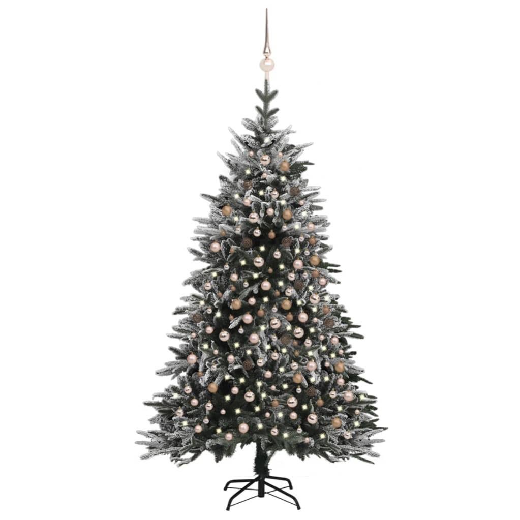NAIZY Albero Di Natale Artificiale 240 Cm Con Effetto Neve, 450 Rami, Sistema Ombrello, Base In Metallo, Verde E Bianco - 2