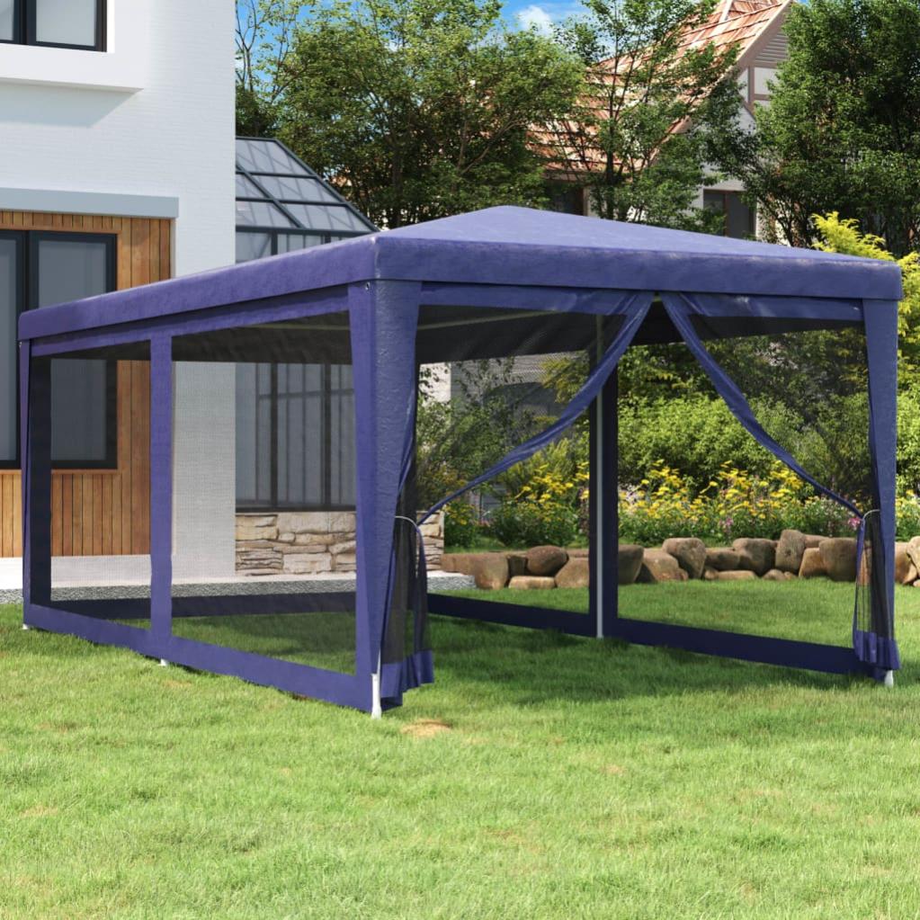 vidaXL Tenda esagonale pop-up con 6 pareti laterali gazebo a baldacchino parasole parasole per esterni, giardino, balcone, cortile, matrimonio, blu scuro