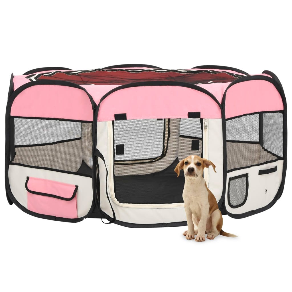 Maison Exclusive - Parc pliable pour chien avec sac de transport Rose  145x145x61cm