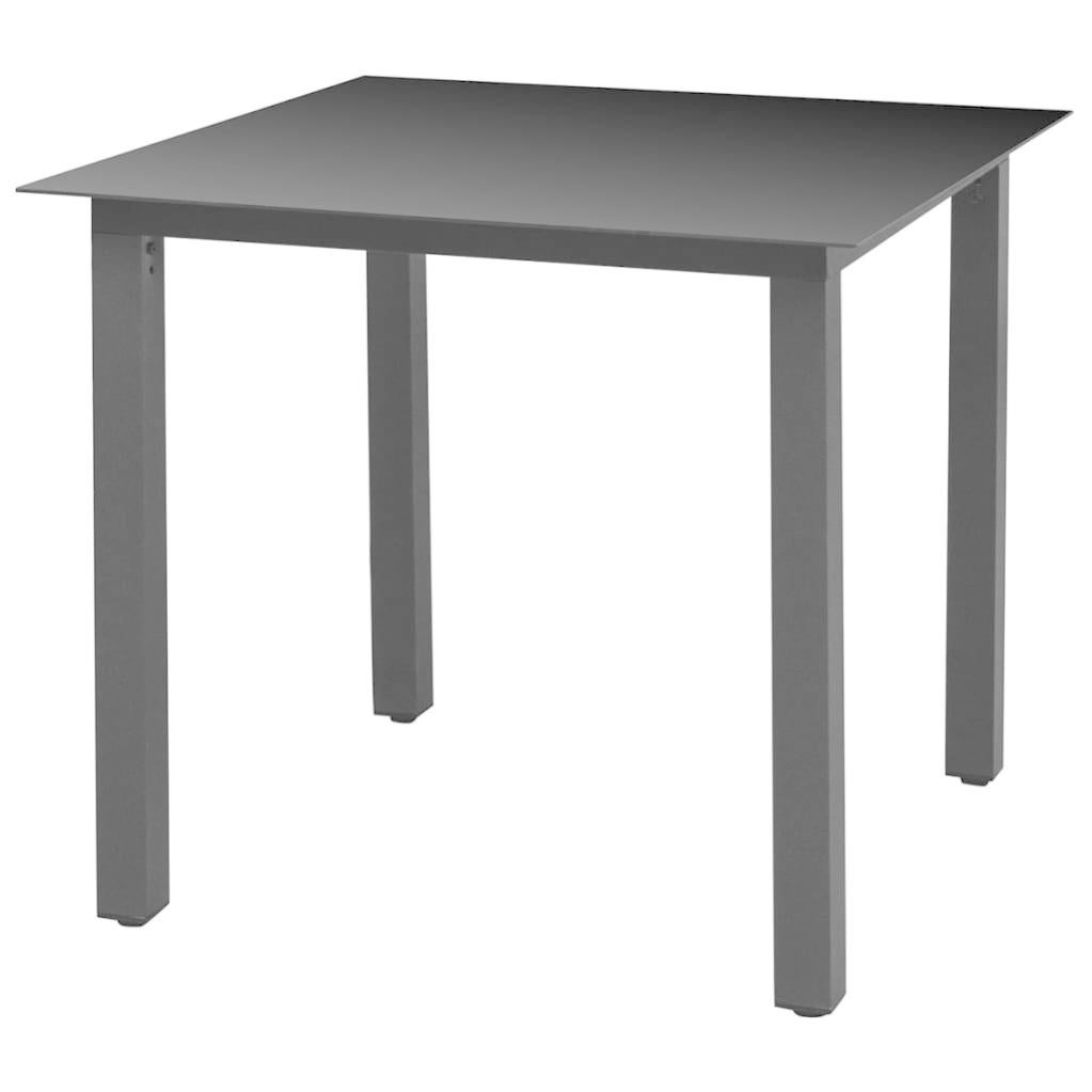 VidaXL Tavolo Da Giardino Quadrato 80x80x74 Cm – Nero, Struttura In Acciaio E Piano In Vetro – Per Esterni E Terrazzo