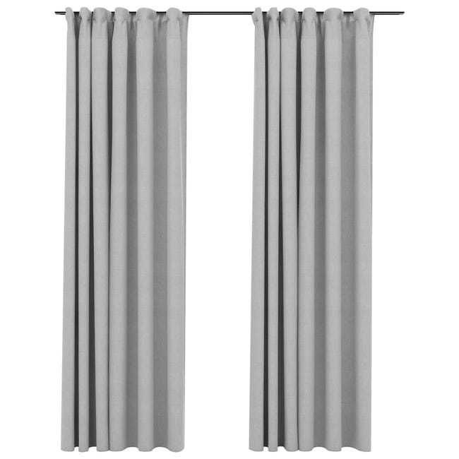 Maison Exclusive Cortinas opacas con ganchos look de lino 2 pzas gris  140x225 cm