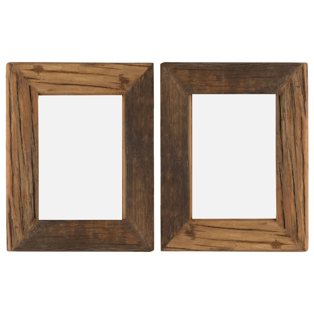 Marcos de fotos 2 uds madera maciza reciclada y vidrio 25x30 cm