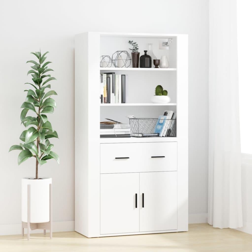 Furniture Limited - Credenza Bianca 69,5x34x180 cm in Legno
