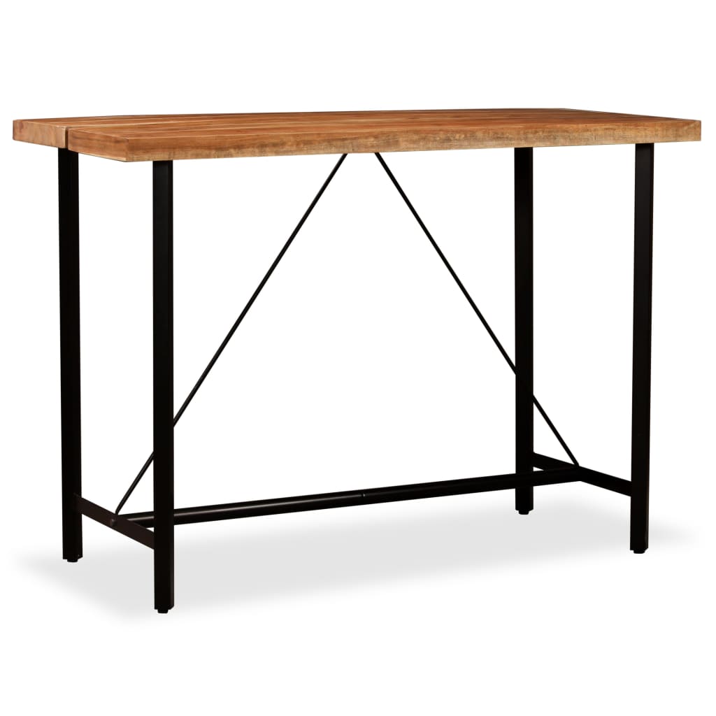 Mesa de cristal con patas solidas de madera de acacia.