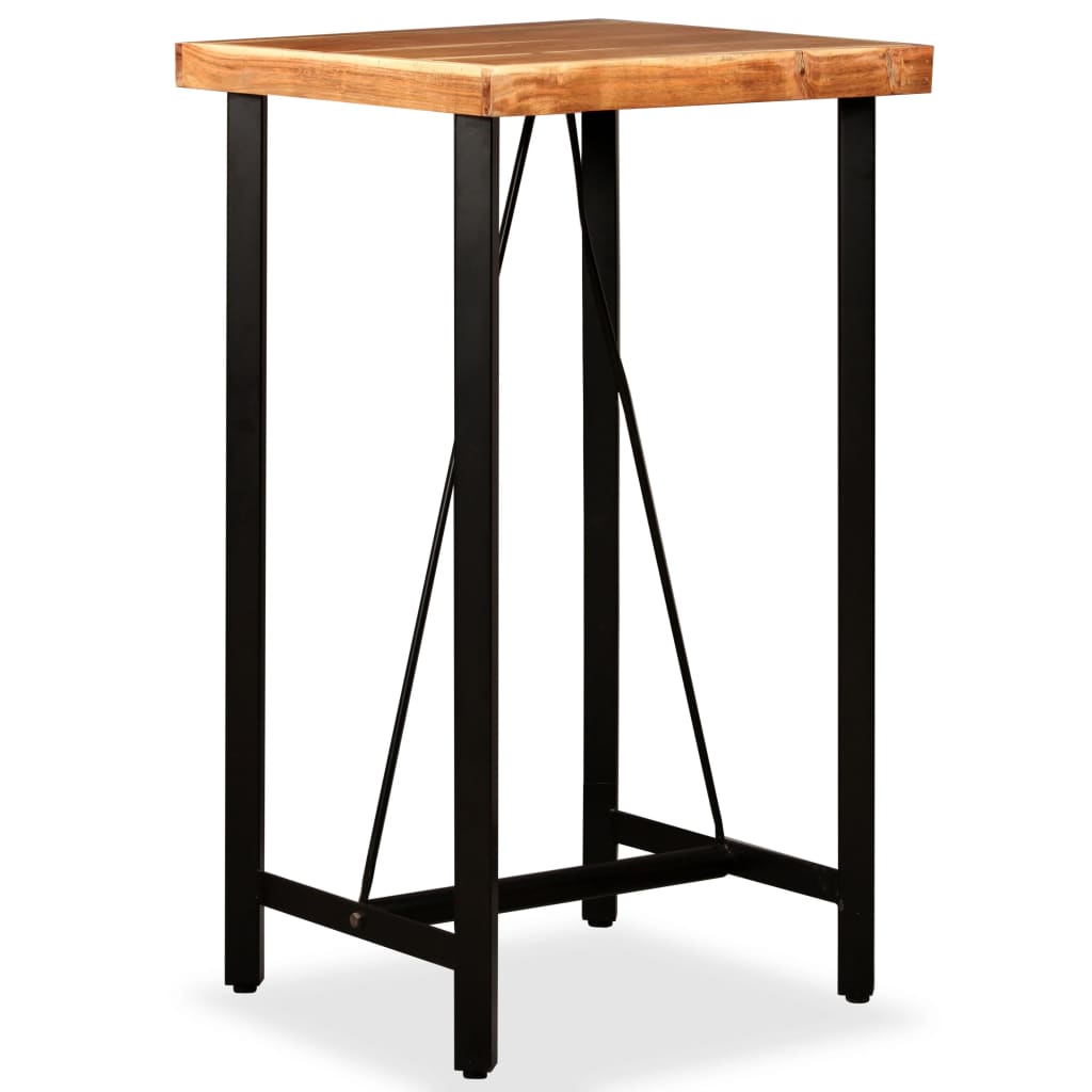 Mesa de cristal con patas solidas de madera de acacia.