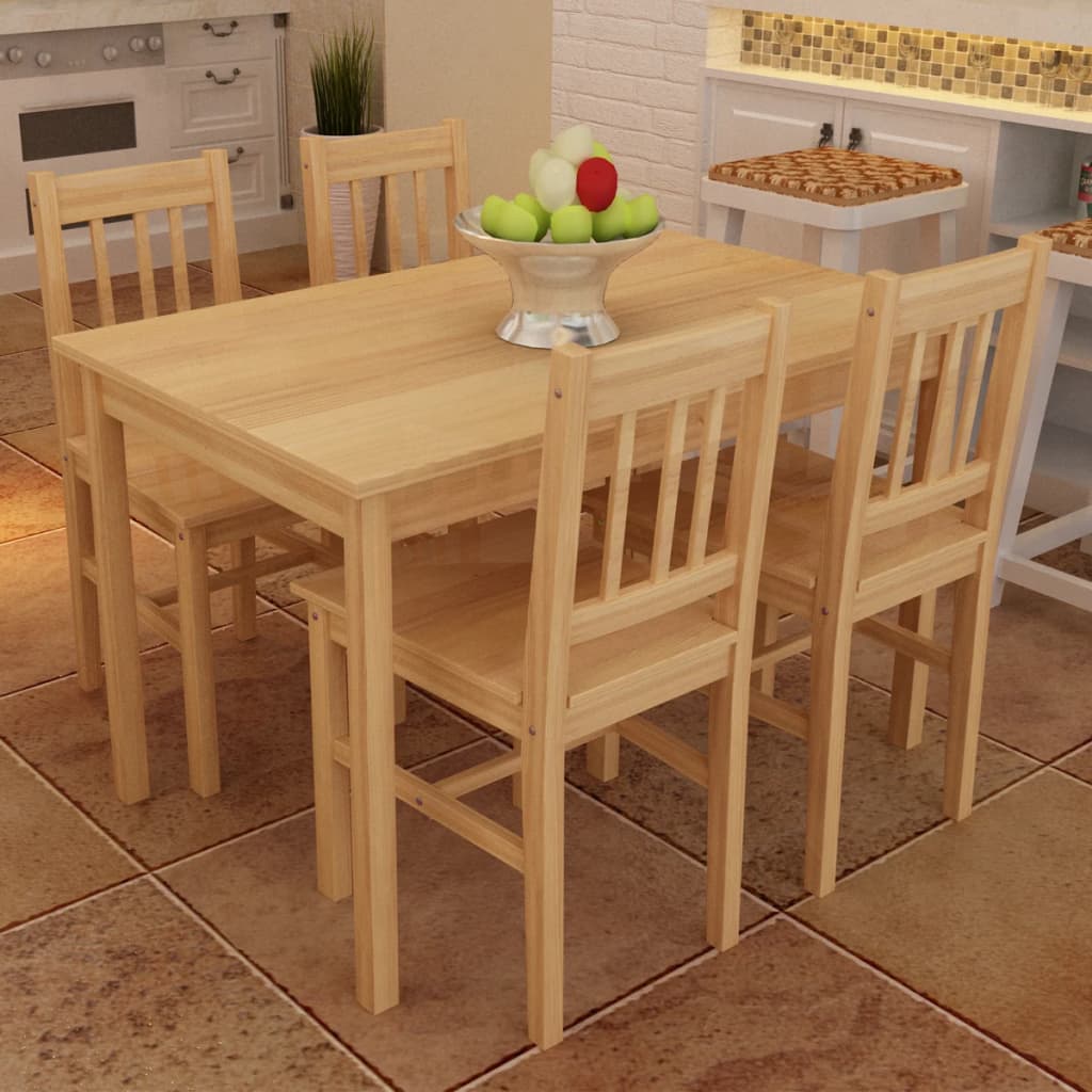 Maison Exclusive - Table de salle à manger en bois avec 4 chaises Naturel