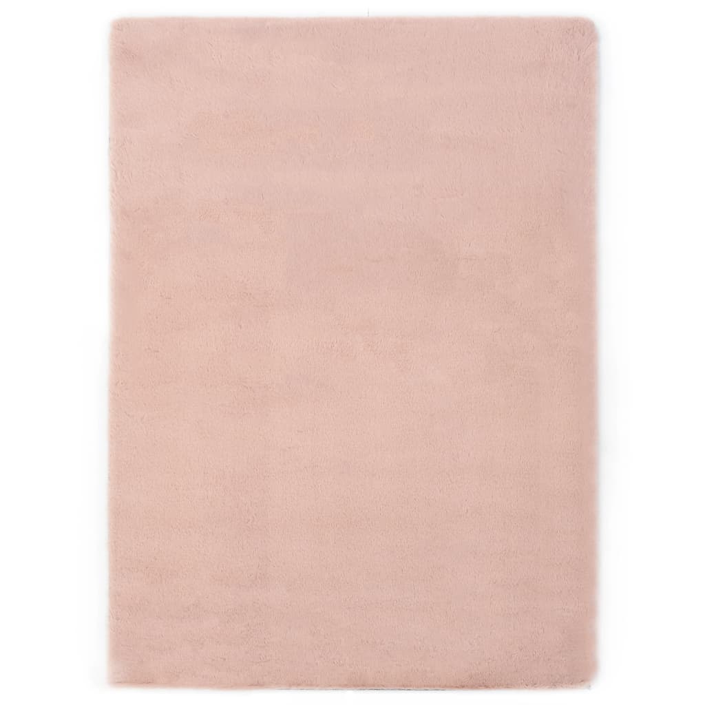 Tappeto 80x150 cm Pelliccia di Coniglio Sintetica Rosa Antico