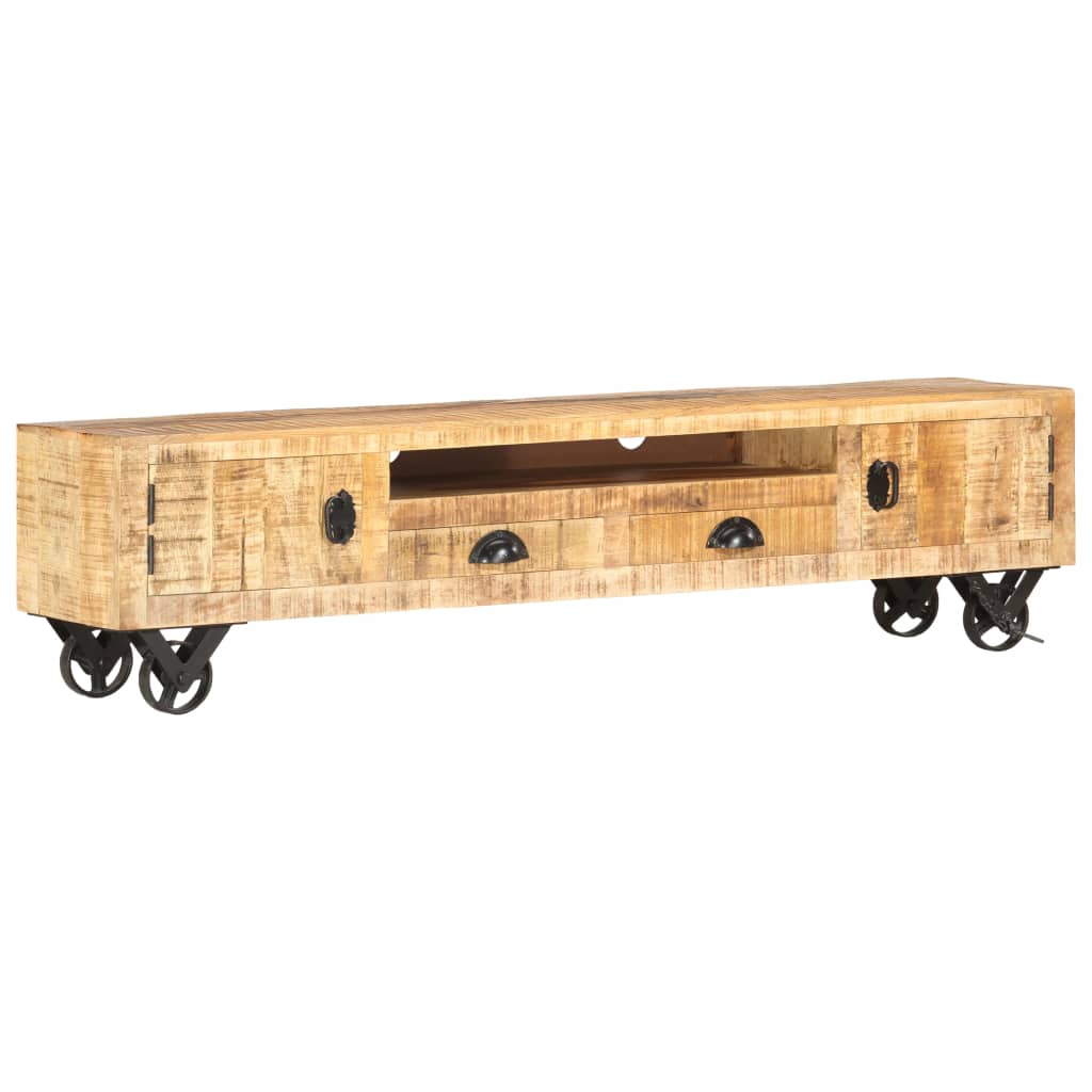 Mobile basso - porta TV 3 cassetti in legno massello grezzo d