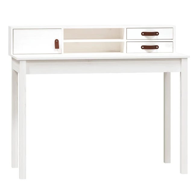 Armario de escritorio madera maciza de pino blanco 40x50x75 cm