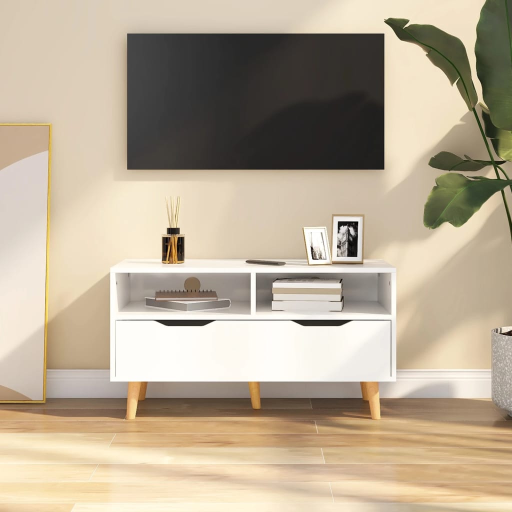 Maison Exclusive - Mobile Porta TV Bianco Lucido 90x40x48,5 cm Legno  Multistrato