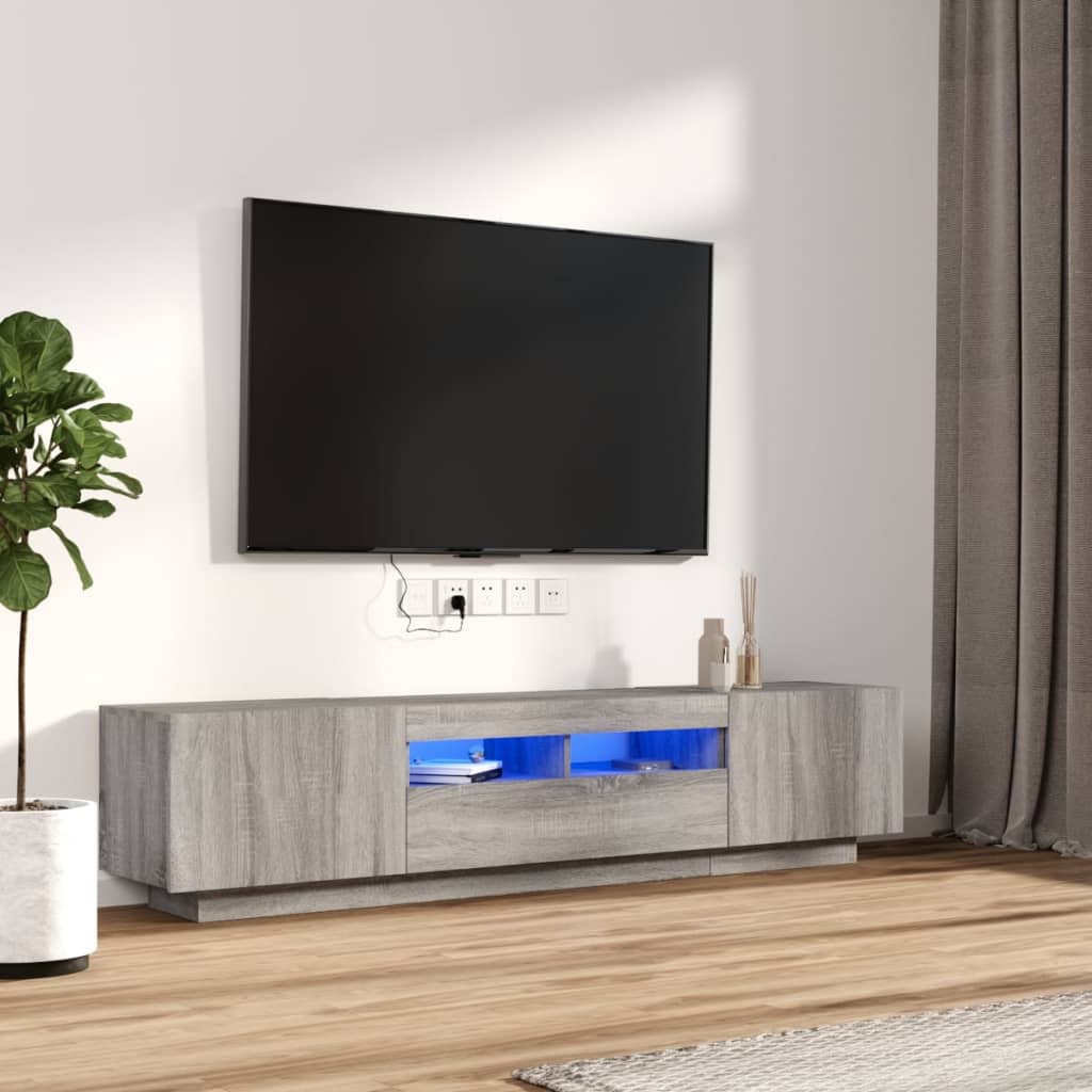 Maison Exclusive - Set Mobili TV 2 pz con Luci LED Grigio Sonoma Legno  Multistrato