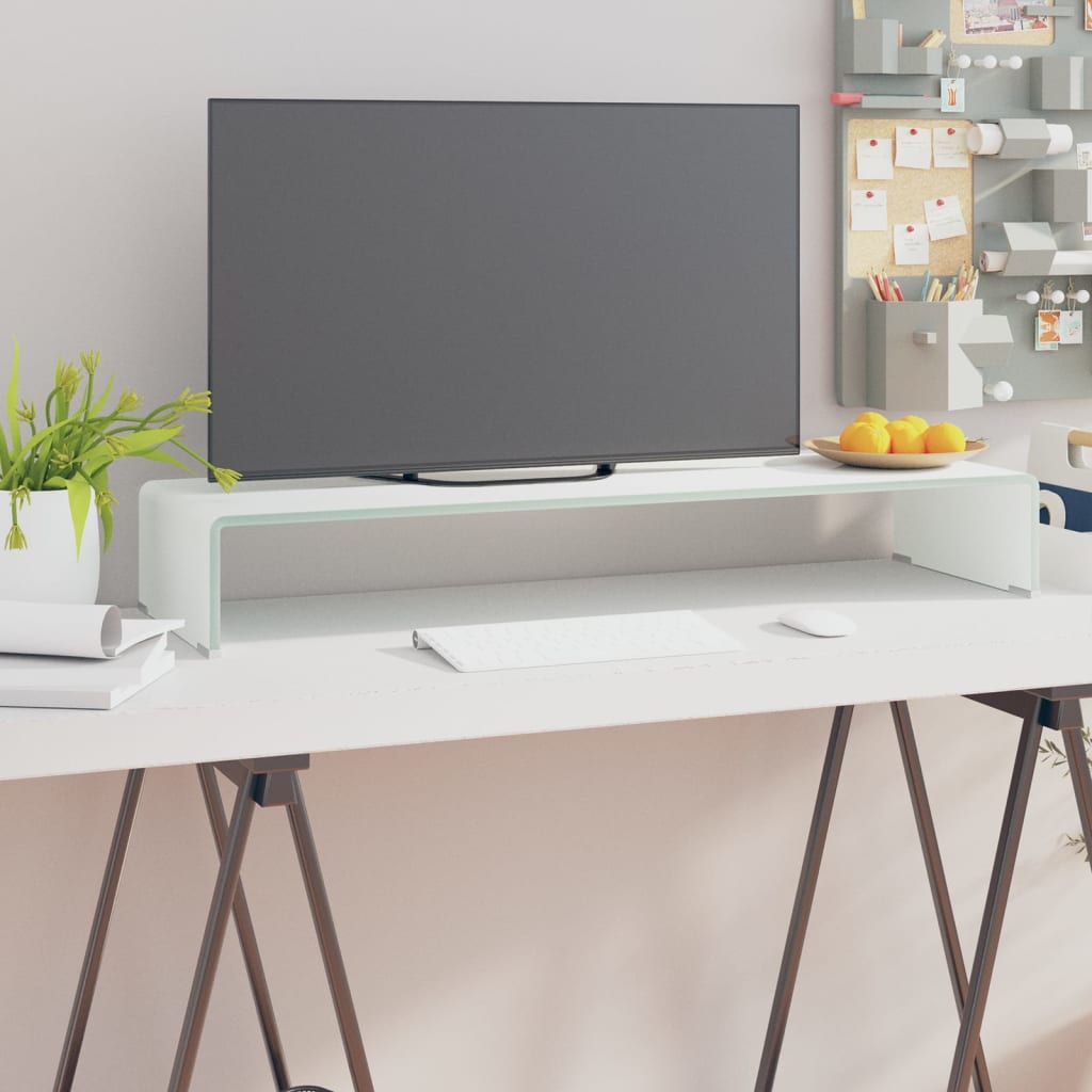 Maison Exclusive - Supporto TV / Rialzo Monitor in Vetro Verde 90x30x13 cm