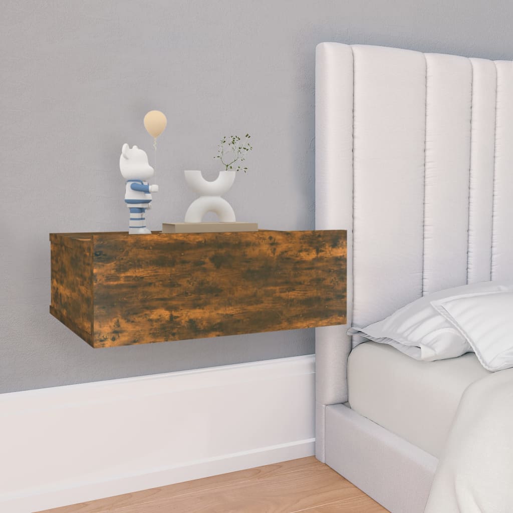 Maison Exclusive Mesita de noche flotante madera roble ahumado 40x30x15 cm