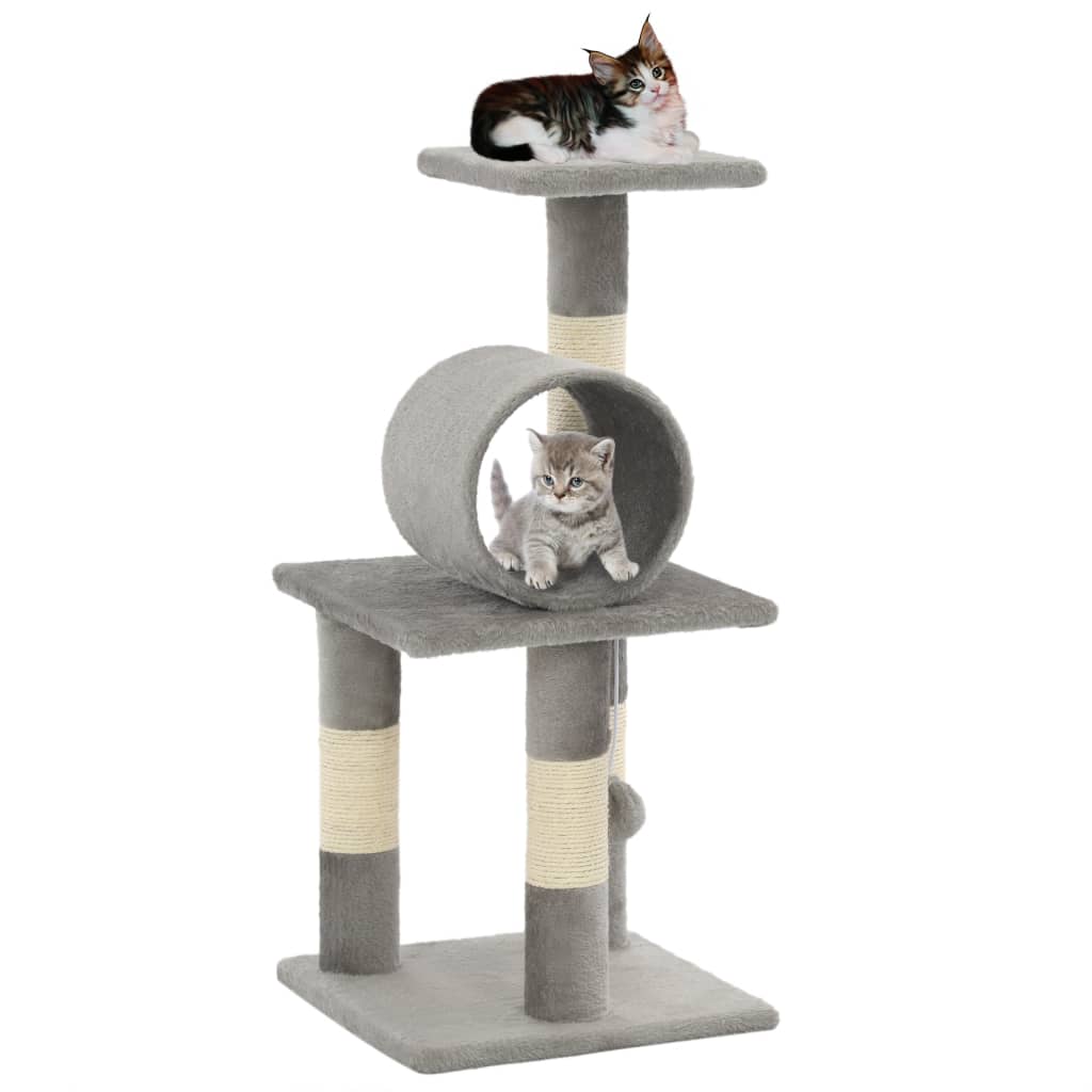 Rascador para gatos de 65 cm color gris con poste envuelto en