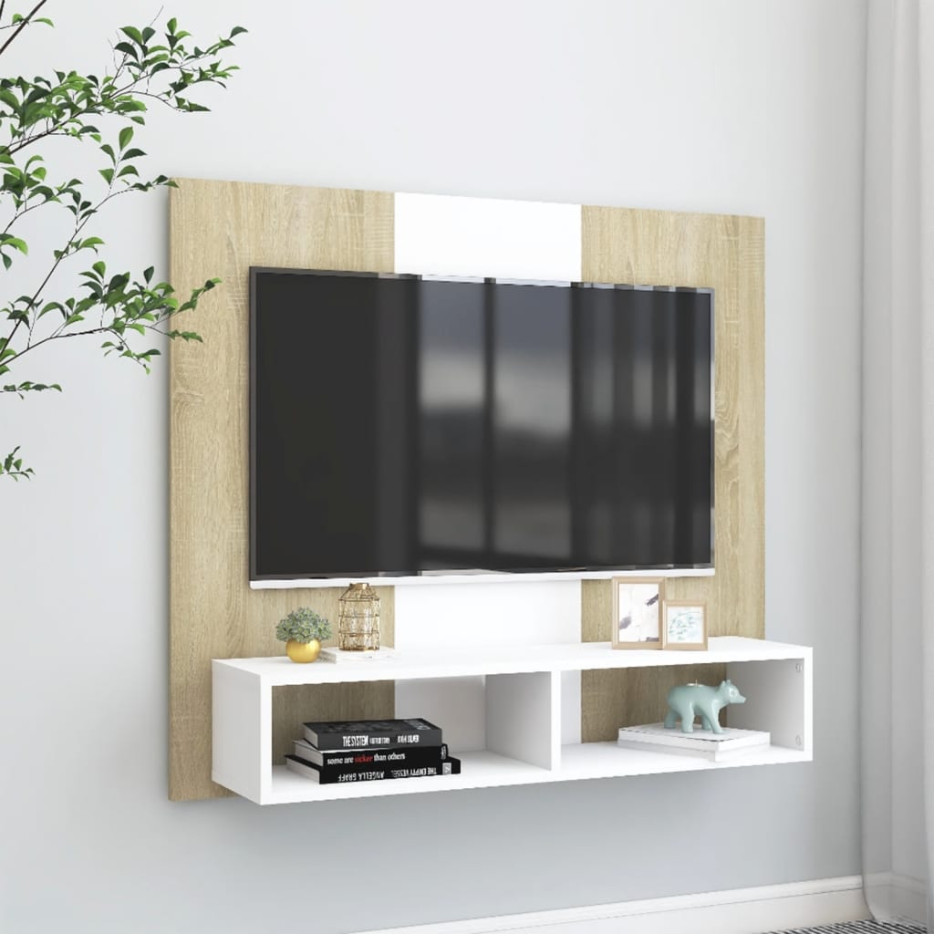 Maison Exclusive Mueble TV de pared 2 uds madera contrachapada roble  100x30x30cm