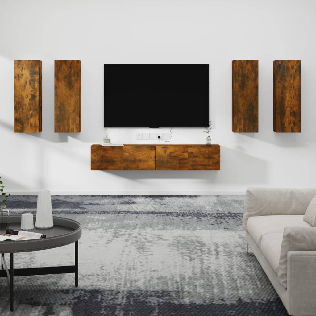 Maison Exclusive - Set di Mobili Porta TV 6 pz Rovere Fumo in Legno  Multistrato