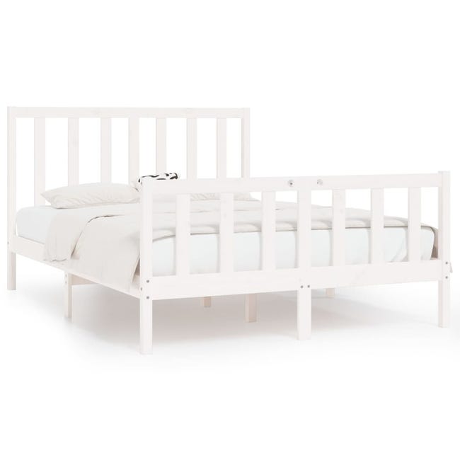 Maison Exclusive Estructura cama madera de pino doble pequeña blanca  120x190 cm