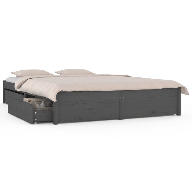 Maison Exclusive Estructura de cama con cajones doble gris 135x190 cm
