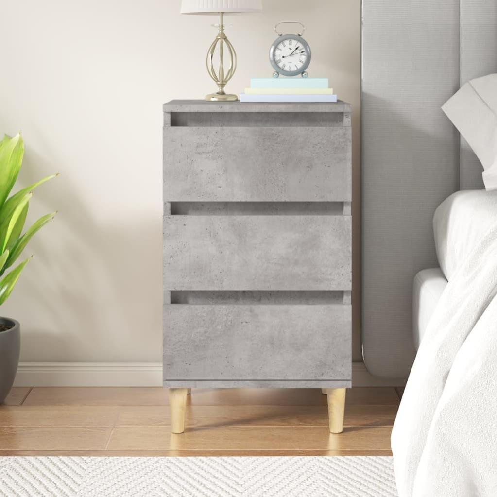 VidaXL 2 Comodini Grigio Cemento 40x35x70 Cm In Legno Multistrato Con Ante E Gambe In Legno
