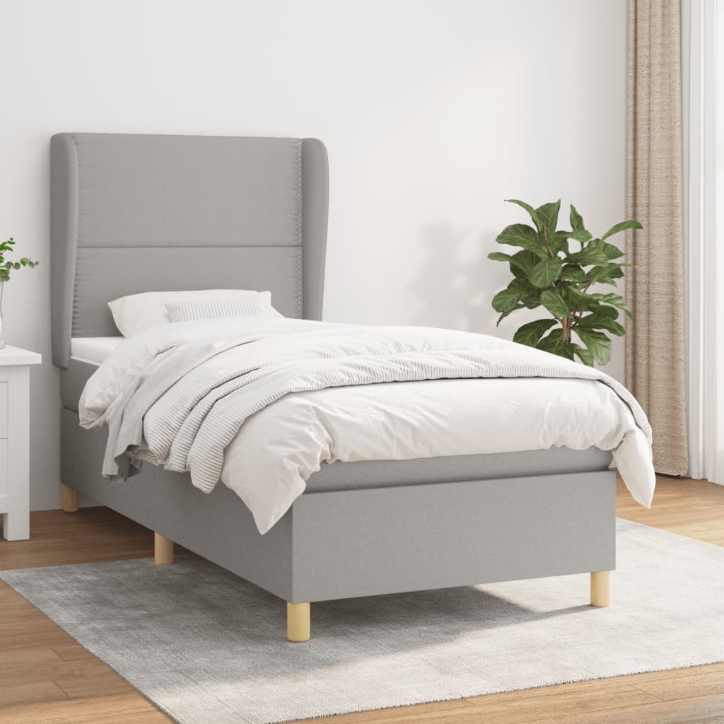 Maison Exclusive Cama box spring con colchón tela gris claro 90x190 cm