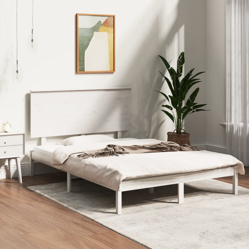 Maison Exclusive Estructura de cama de madera maciza blanca
