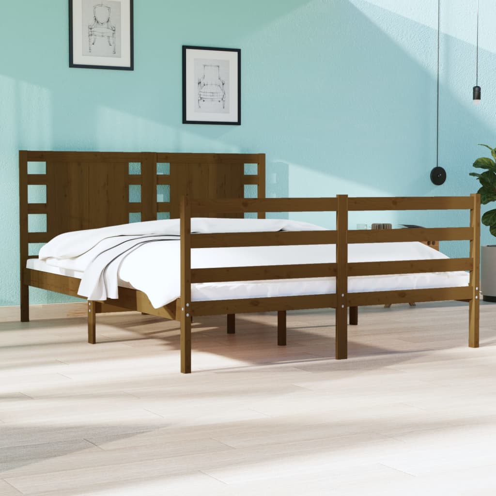 Maison Exclusive Estructura cama pequeña doble madera maciza marrón 120x190  cm