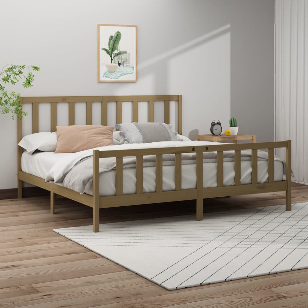 Maison Exclusive - Estructura de cama de madera maciza marrón miel 160x200  cm