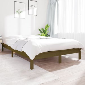 Estructura de cama madera maciza de pino marrón miel 160x200 cm