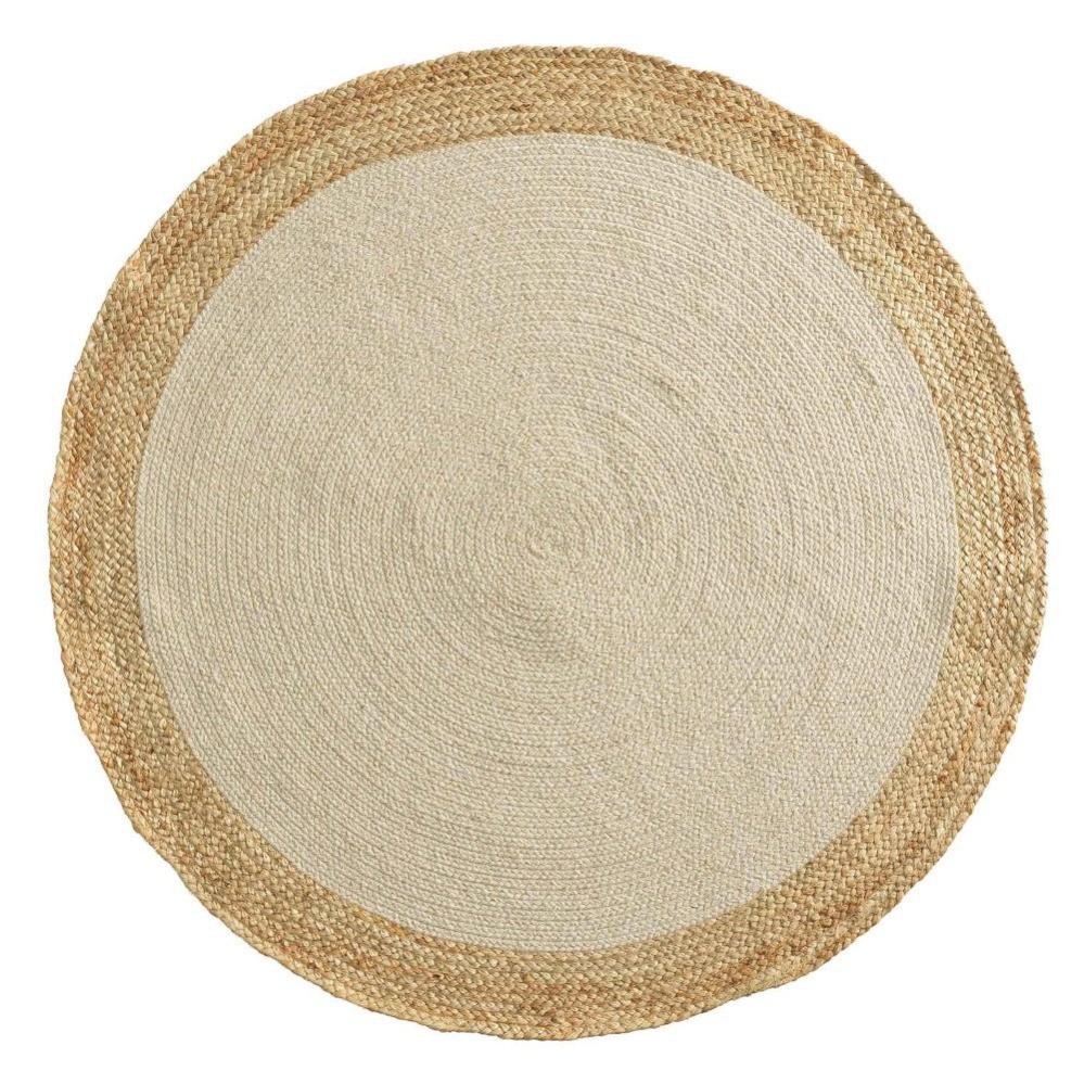 Tapis Rond 120 Cm Jute Mario Blanc Or Leroy Merlin