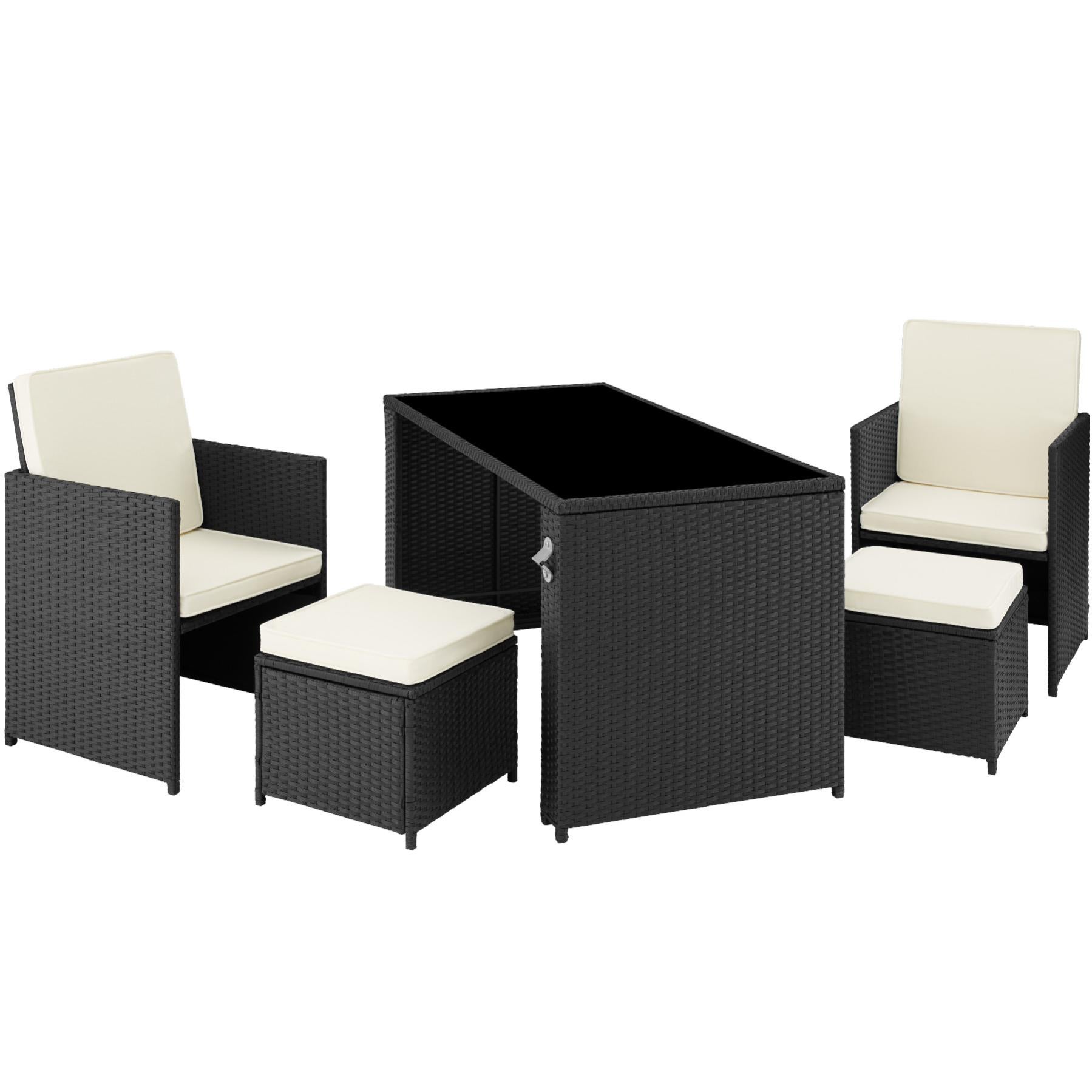 Set Salotto Da Esterno TecTake - 2 Sedie E Tavolo In Rattano Con Cuscini - Foto 6