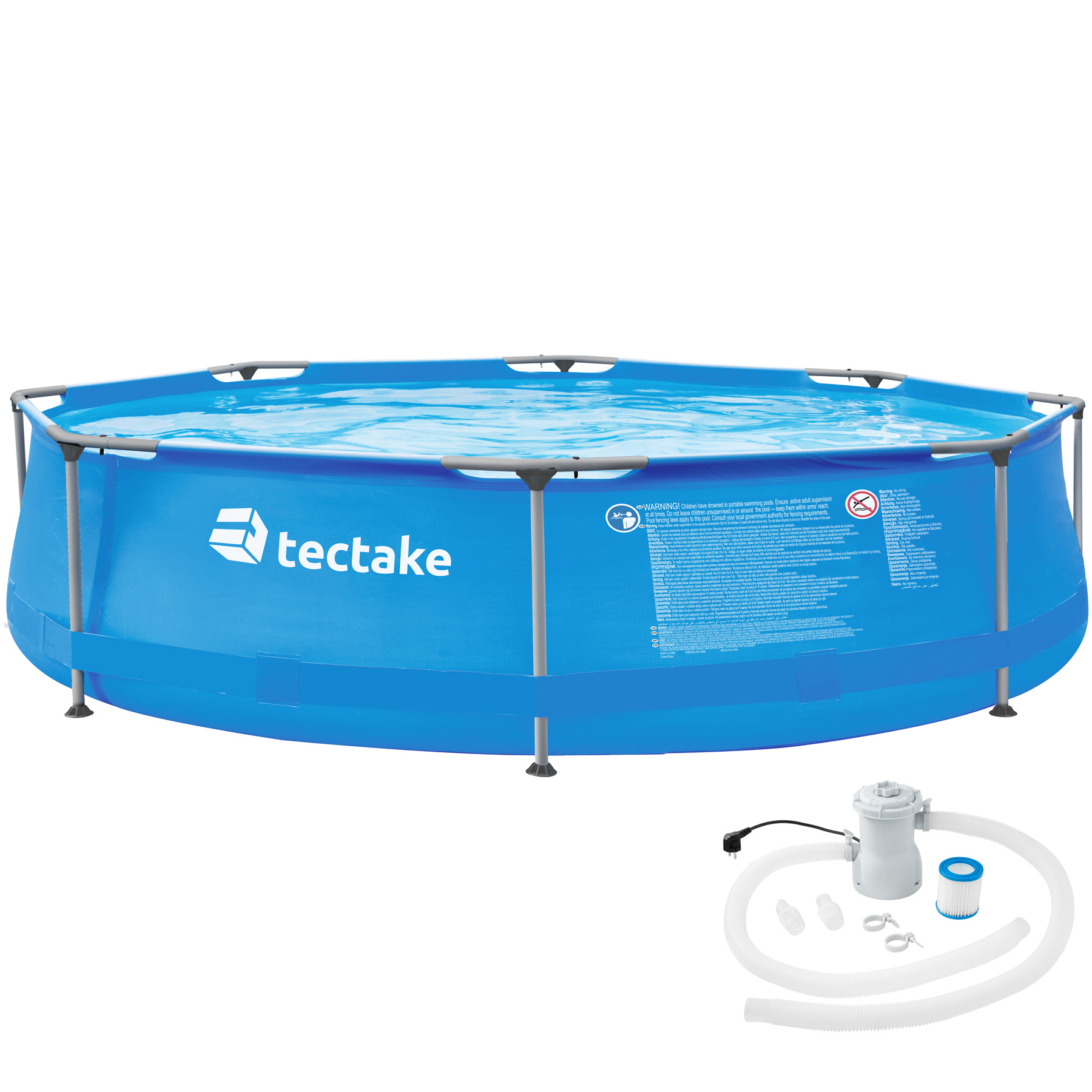 Tectake Piscina Desmontable Redonda Con Filtro Depurador Ø 300 X 76 Cm - Azul