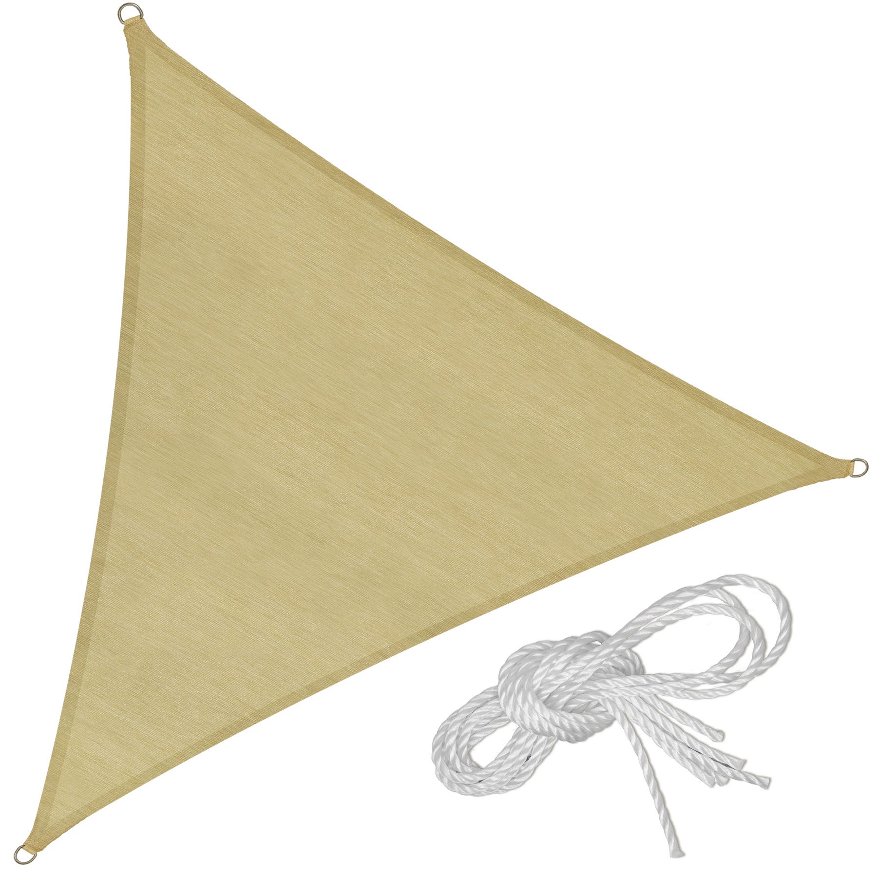 Tectake vela ombreggiante triangolare in polietilene, beige 300 x 300 x 300  cm