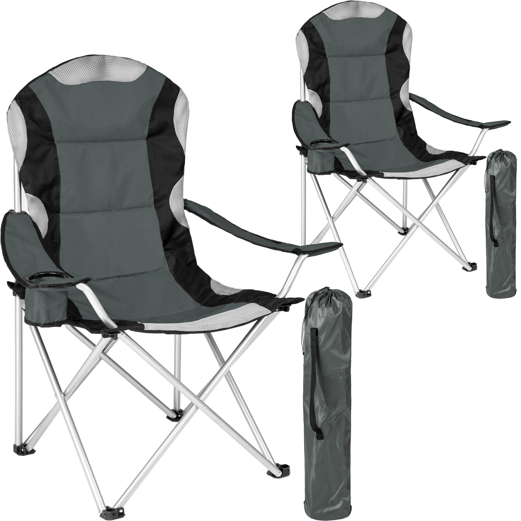 TecTake Set di 2 sedie da giardino poltrona campeggio metallo disponibile in diversi colori Grigio | no. 402065 