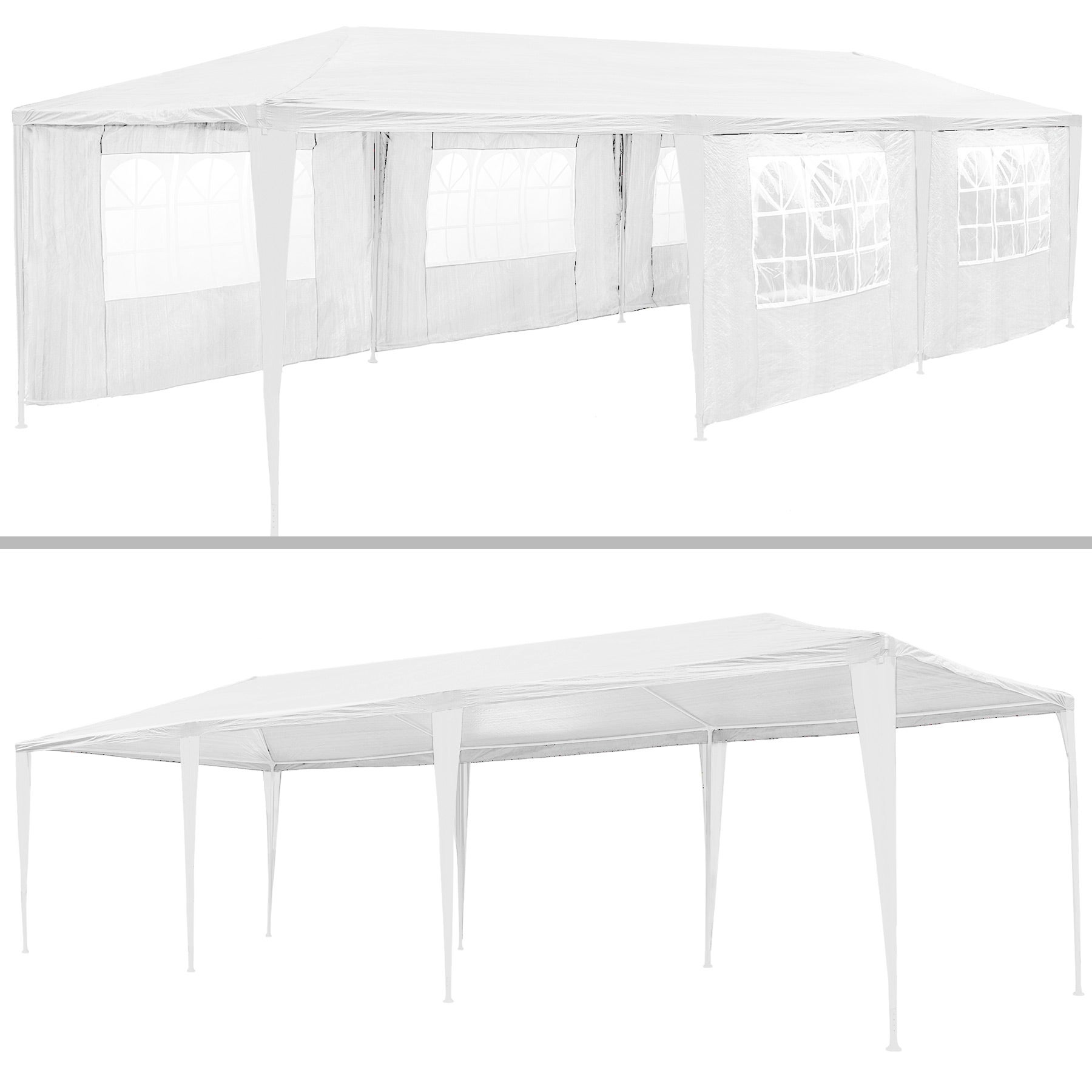 Tectake gazebo 9x3 m con 8 parti laterali - bianco | Leroy Merlin