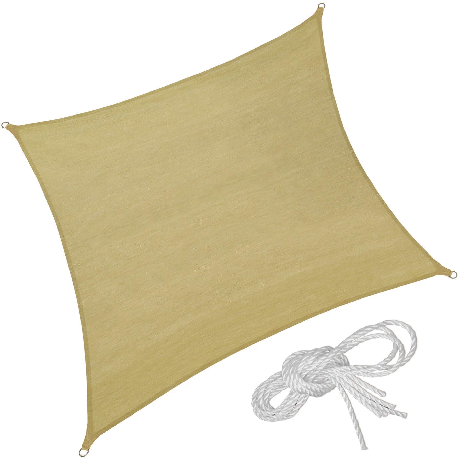 Tectake vela ombreggiante quadrata in polietilene, beige 400 x 400 cm