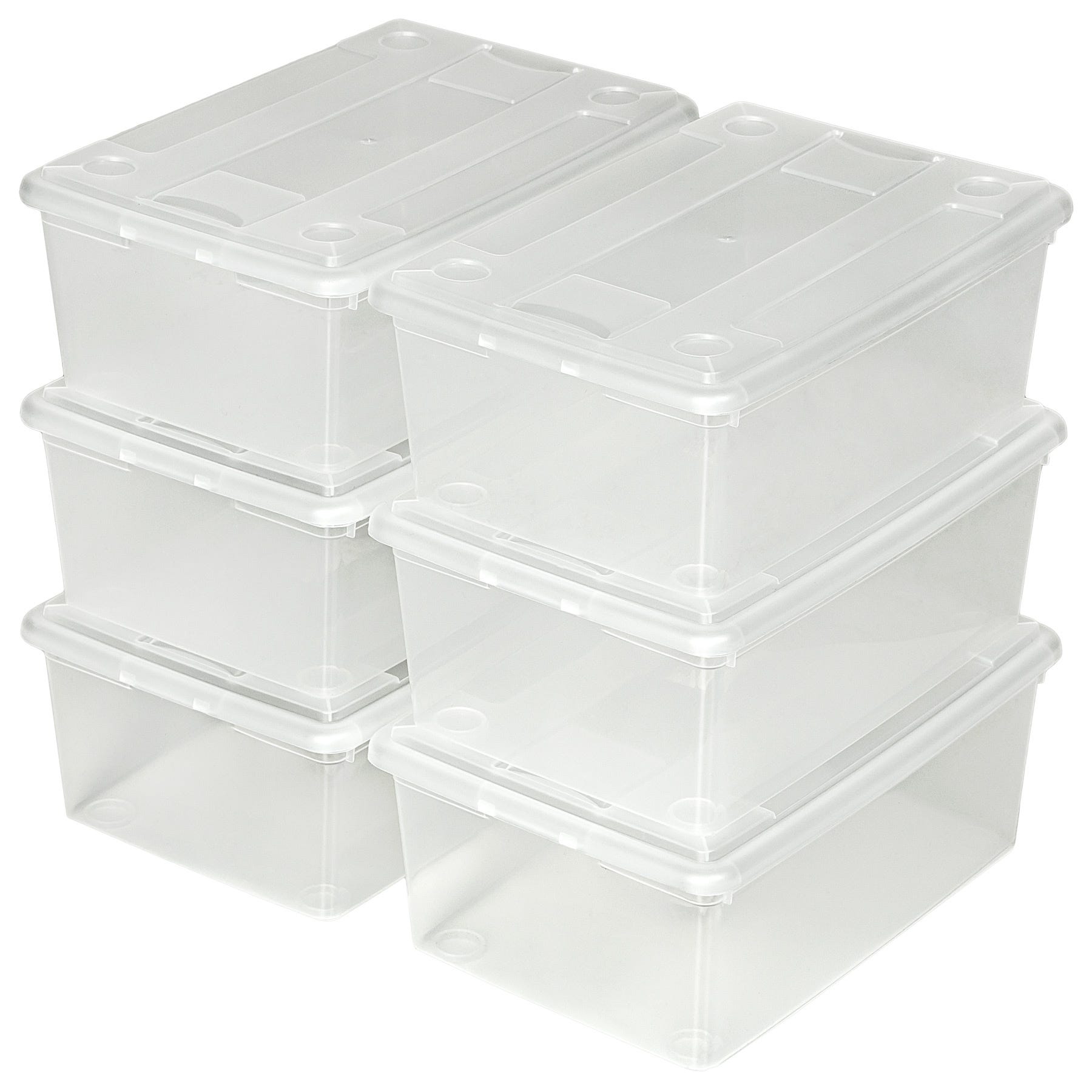 Caja almacenaje con tapa, plástico translúcido, cajón multiusos, ordenación,  almacenamiento de objetos, hogar, 60 litros, 29,7 x