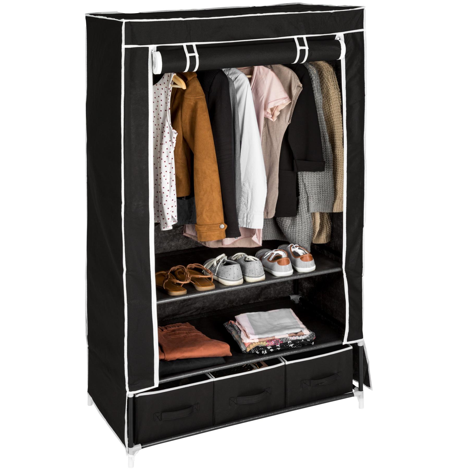 Tectake Penderie En Tissu 87 X 159 X 49 Cm Noir Leroy Merlin