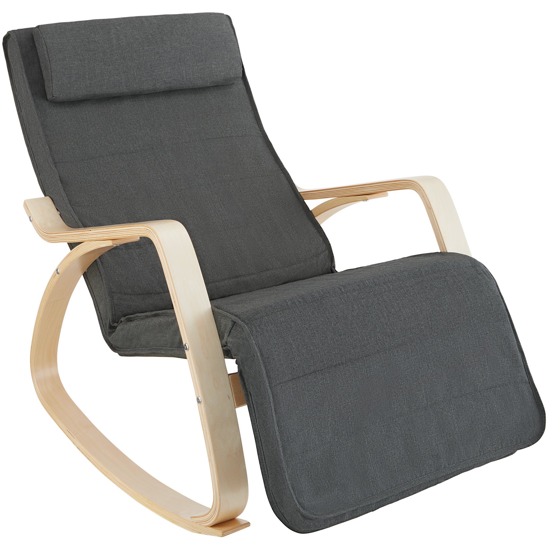 Poltrona Relax Mod. ZEN NERA Legno NATURALE Sedia a Dondolo con Poggiapiedi  Regolabile Yelloo