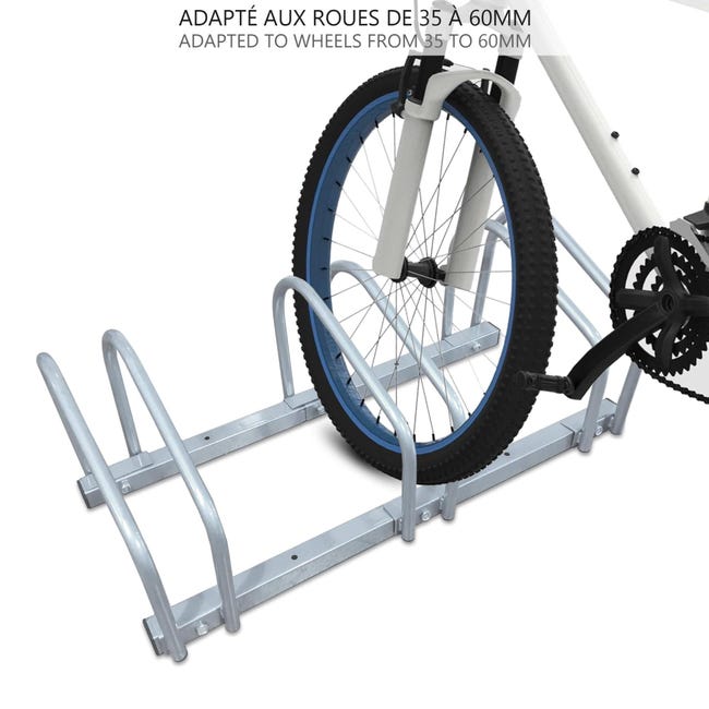 Système support range porte vélo râtelier inclinable 3 vélos garage  pratique au sol ou mural acier