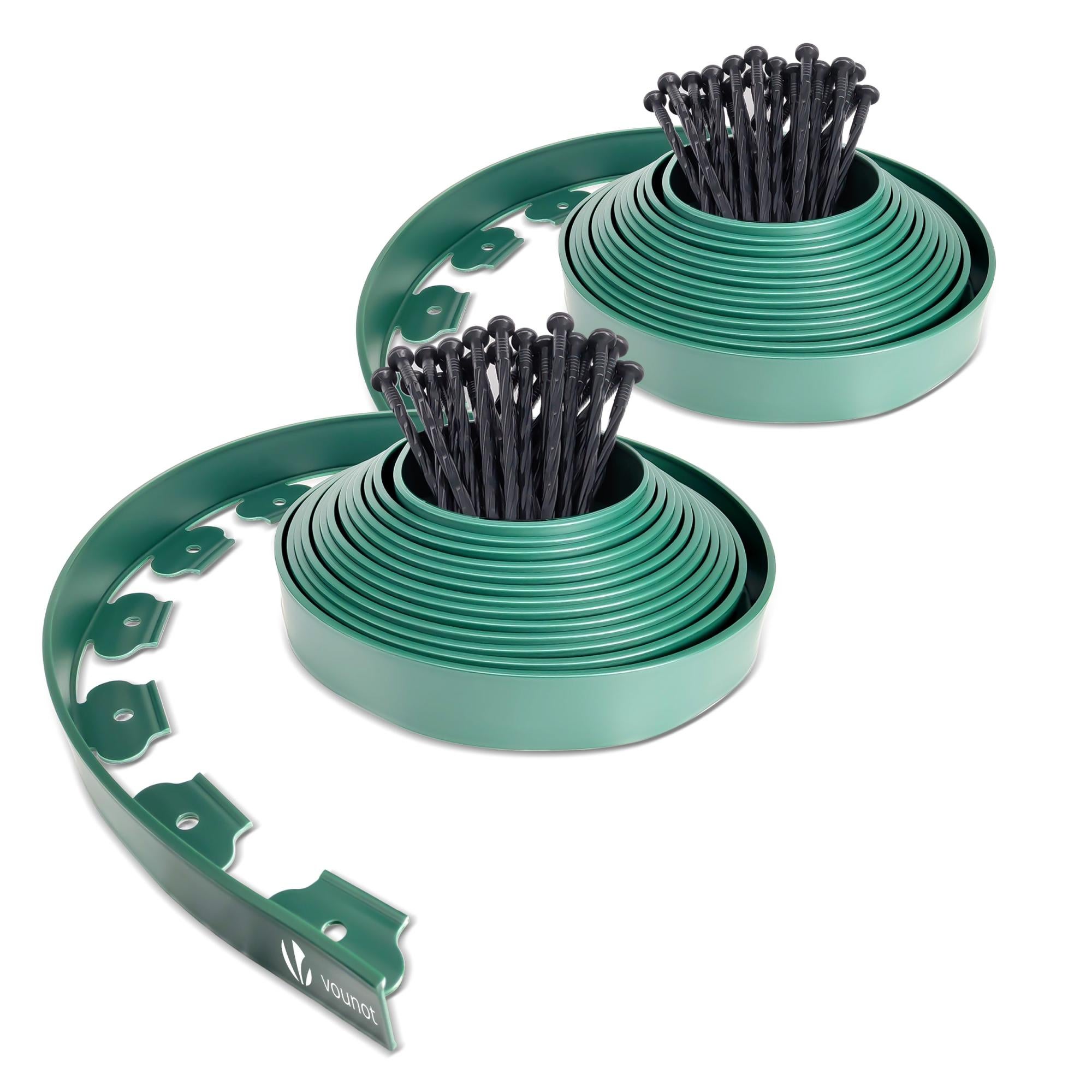 Bordo Per Aiuole In Plastica Flessibile 20 M Con 60 Picchetti – Separatore Per Prato, Erba E Pietrisco, Colore Verde, Altezza 5 Cm