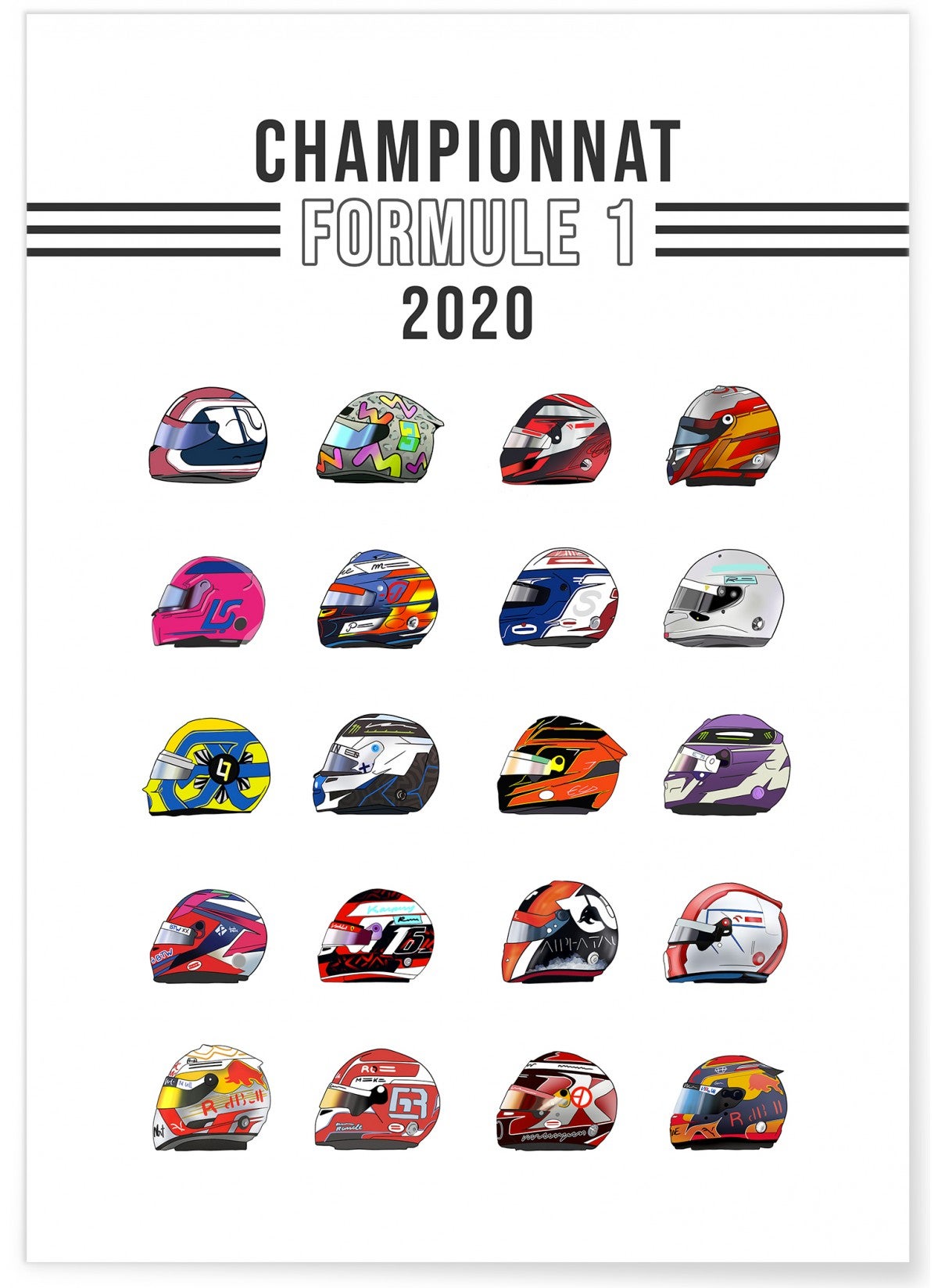 Affiche 'Championnat Formule 1 2020' - Format A3 