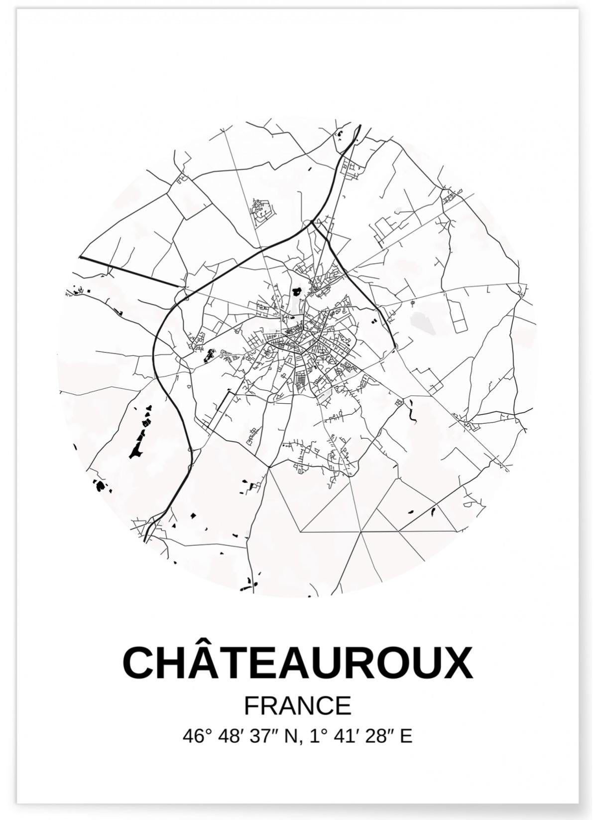 Affiche Carte Chateauroux Format A3 Leroy Merlin