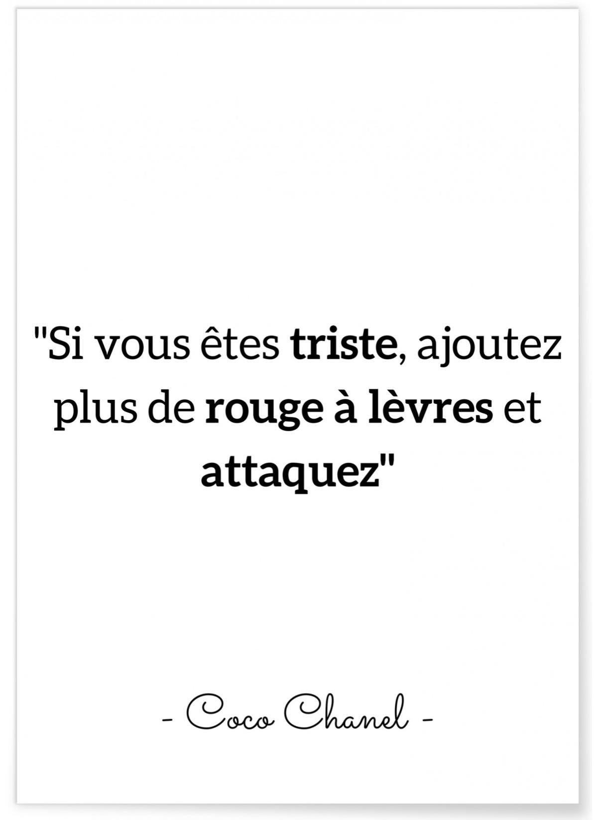 Affiche Coco Chanel Si Vous Etes Triste Format A3 Leroy Merlin
